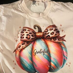 Comfort Colors Grateful Pumpkin Tee - White and Multicolor